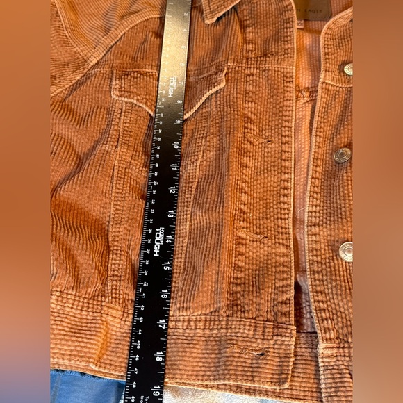American Eagle Brown Corduroy Cropped Boyfriend Cotton Button Up Jacket S - Picture 7 of 9